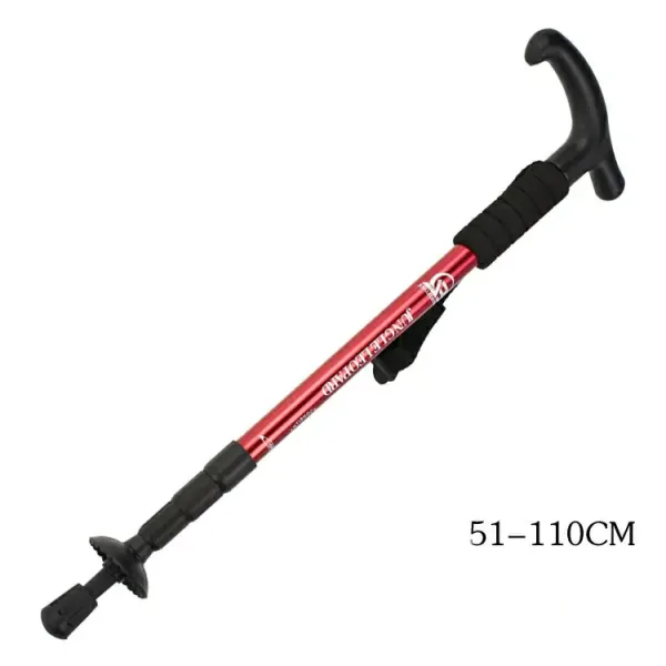 トレッキングポール アルミ製 軽量 トレッキングステッキ ベントグリップ コンパクト2段スライド式 レッド トレッキングポール 2段階調整